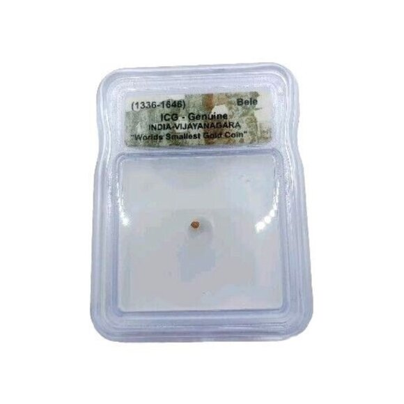 1336-1646 Bele ICG-Genuine India-Vijayanagara World's Smallest Gold Coin! - Picture 1 of 4